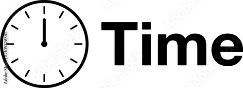 Foto Clock icon with the word time next to it