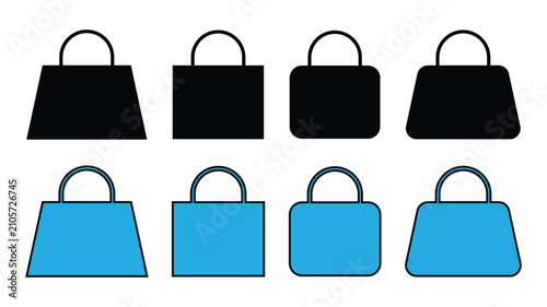 Foto Modern shopping bag silhouettes and outline icons set vector illustration