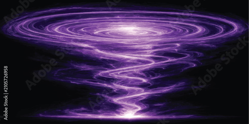 Obraz na płótnie Ethereal purple energy cyclone swirling in darkness with abstract particle backg