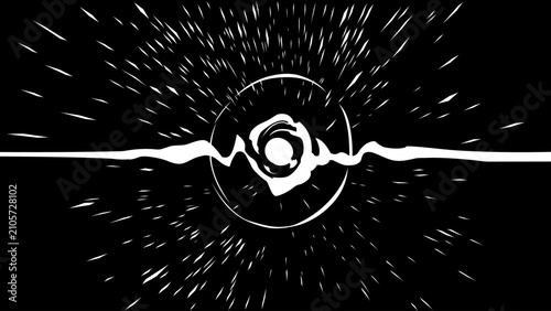 Anime energy blast with radial speed lines and shockwave effect isolated on transparent background. Dynamic manga impact frame for action scenes, game VFX, comic effects and graphic design.