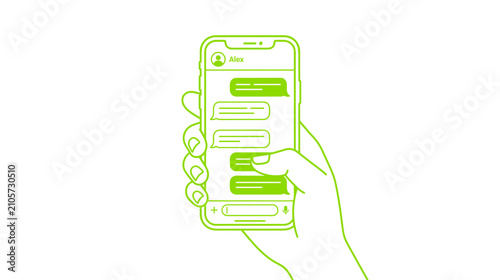 Tableau sur toile Hand holding smartphone with chat messages