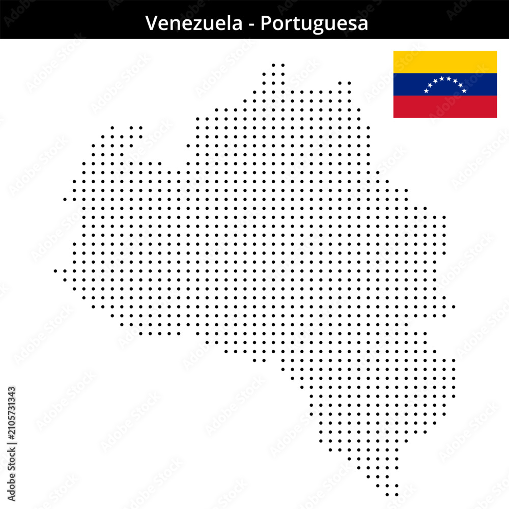 Fototapeta premium Map of Venezuela region Portuguesa in small size dots