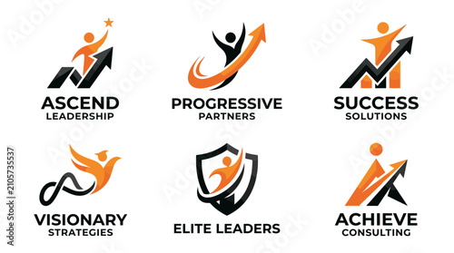 Collection of professional corporate leadership and business growth logo concepts