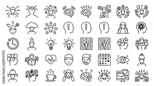 Canvastavla Collection of hand drawn brain and idea icons.