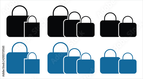 Foto Set of shopping bags in different group arrangements vector illustration