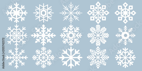 Quadro su tela White Snowflake Pattern On Light Blue Background A Collection Of Intricate Cryst