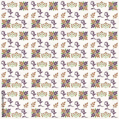 Картината върху платно Vintage Ornate Floral Seamless Pattern with Vines and Leaves