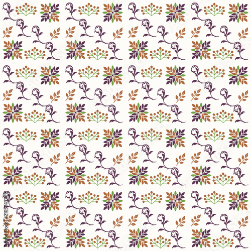 Fotografie Vintage Ornate Floral Seamless Pattern with Vines and Leaves