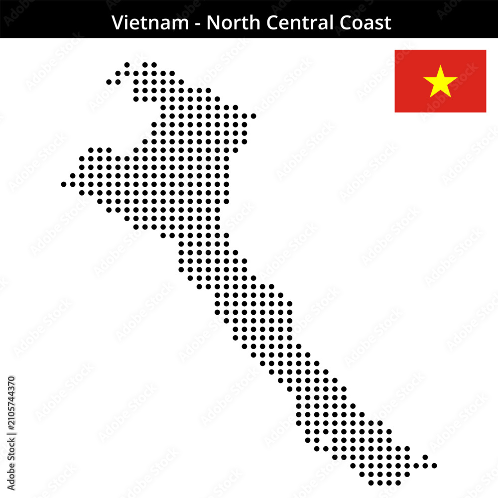 Obraz premium Map of Vietnam-North-Central-Coast in medium size dots