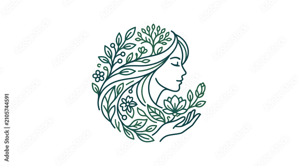 Obraz premium Elegant floral border design with leaves and flowers, organic beauty and wellness concept