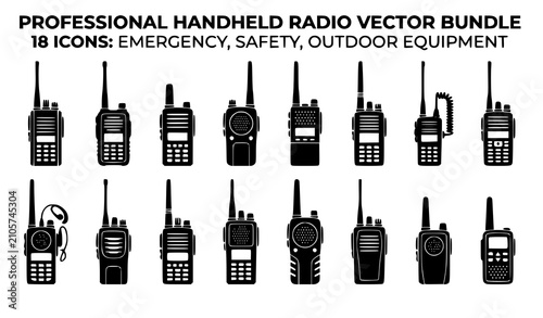 Schilderij op canvas Professional Handheld Radio Transceiver Vector Illustration Bundle
