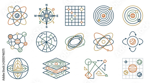 Schilderij op canvas Collection of Scientific and Abstract Vector Icons.