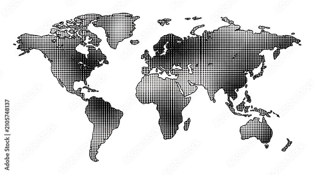 Fototapeta premium World Map Halftone Dots Graphic
