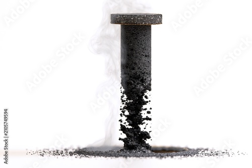 Black Pillar Erupting with White Smoke