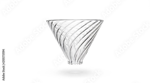 Glass pour over coffee dripper on white background.