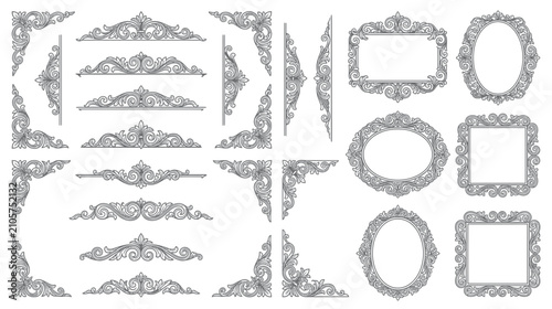 Fotografija Ornate Vintage Decorative Flourish Elements and Frames