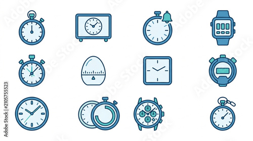 Quadro em tela Collection of various timekeeping devices and icons.