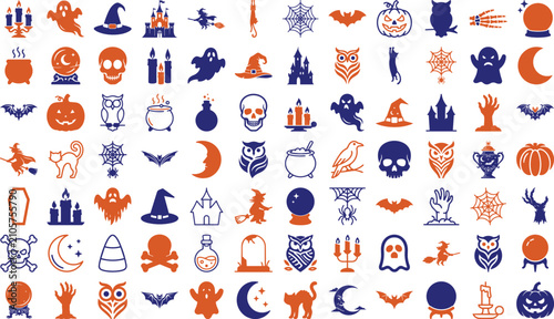 Set of various halloween vector items