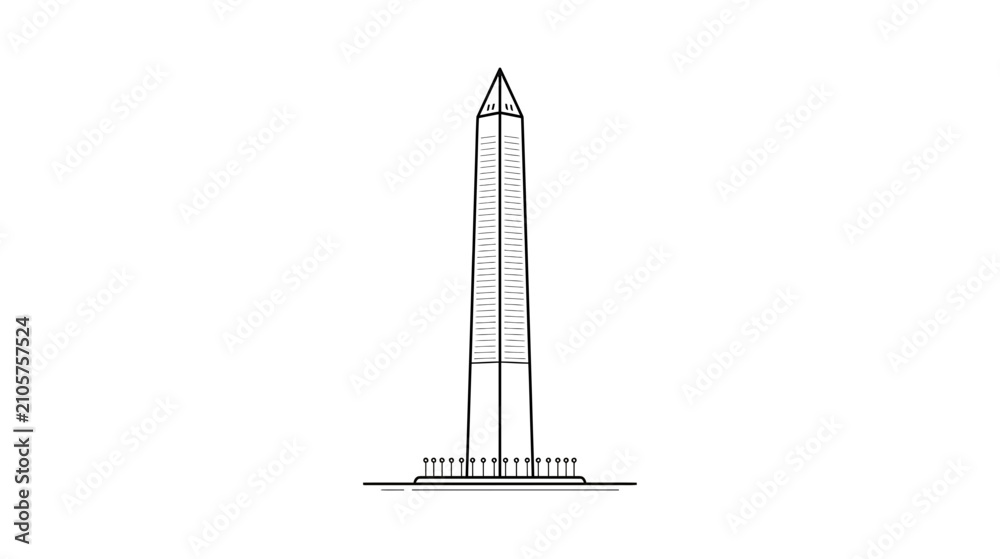 Fotografija Monolithic Tower Landmark Illustration