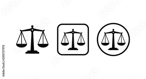 Fotografía Scales Of Justice Icons In Black Silhouette Against A White Background Silhouett