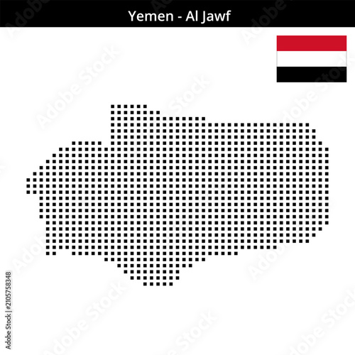 Fotografie Map of Yemen region Al-Jawf in medium size square dots