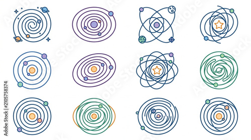 Photography Colorful Abstract Atomic and Spiral Line Art Designs.