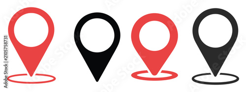 фотографія Location vector icon set, GPS place symbols, flat navigation pictograms, map pin markers, destination locator graphics, clean editable vector EPS illustration