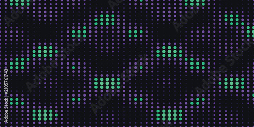 Neon green and purple halftone dot pattern background digital tech texture