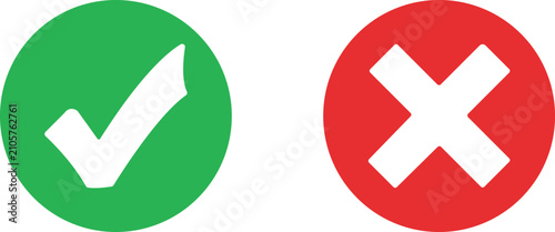 Green check mark and red cross sign icons for correct and incorrect choice