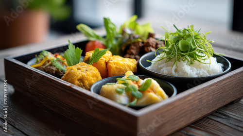 Perfectly Portioned Asian Dishes in a Bento Box