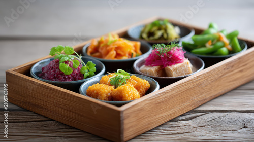 Fresh and Vibrant Japanese Bento Box in Daylight