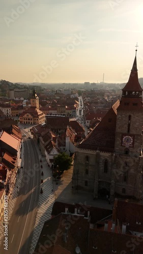 Brașov Council Square Morning Video – Stock Aerial Collection