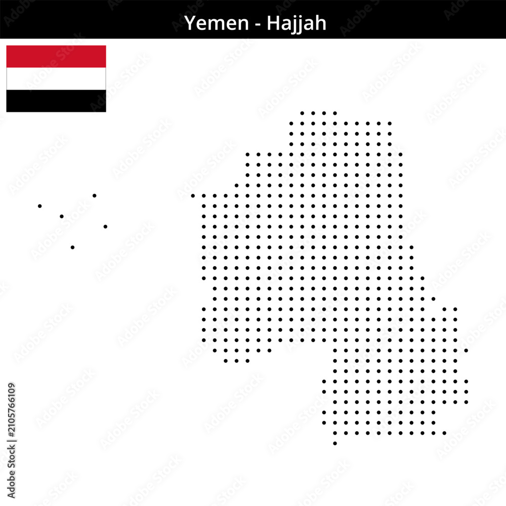 Fototapeta premium Map of Yemen region Hajjah in small size dots