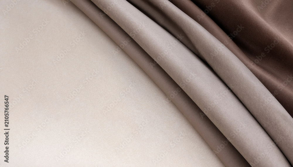 Obraz premium Abstract background of soft elegant brown and beige fabric folds with background material abstract backdrop lighting interior materiality minimalist cascading creative composition