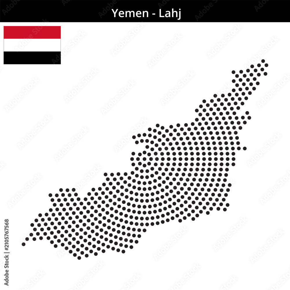 Obraz premium Map of Yemen region Lahj in concentric medium dots