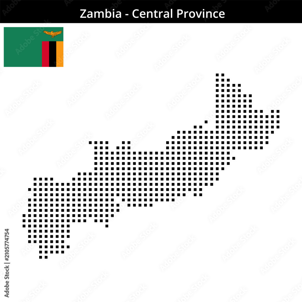 Obraz premium Map of Zambia region Central-Province in medium size square dots