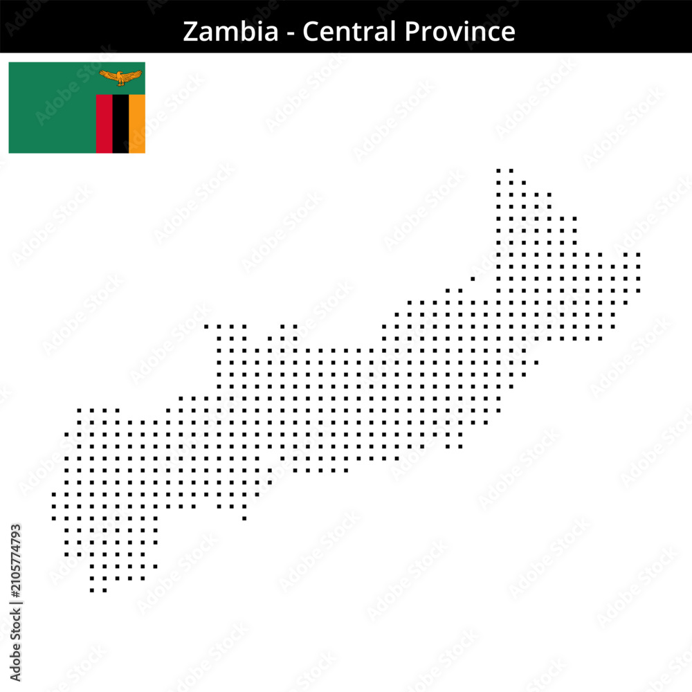 Fototapeta premium Map of Zambia region Central-Province in small size square dots
