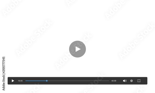 Принти на полотні Video player interface mockup with transparent screen, play button, playback con