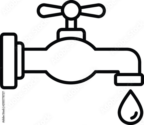 Water tap faucet icon with single drop showing plumbing and conservation.