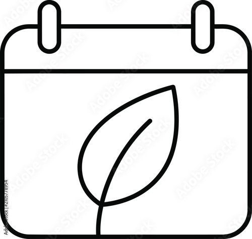 Calendar icon featuring a single leaf symbolizing environmental awareness dates.