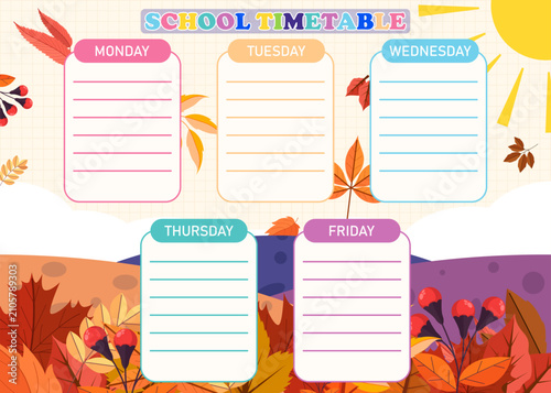 Autumn School Schedule Planner Template In Pastel Tones