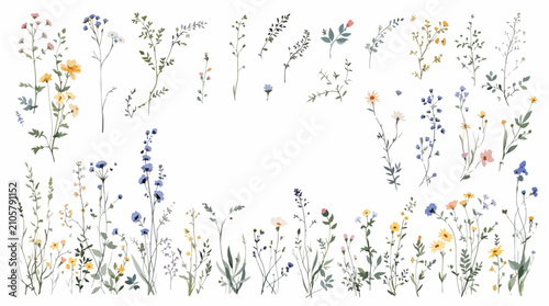 Delightful Flower Study Featuring Gentle Stems Petals and Leaves Together