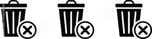 Fotografía Trash Delete Icons Featuring Garbage Bin, Remove, Recycle and File Deletion Symb
