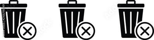 Fotografía Trash Delete Icons Featuring Garbage Bin, Remove, Recycle and File Deletion Symb