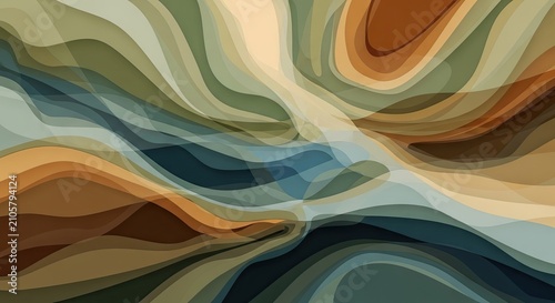 Abstract fluid wave pattern in teal and brown.