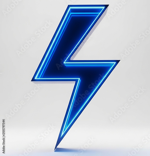Bright blue electric lightning bolt symbol on a white background