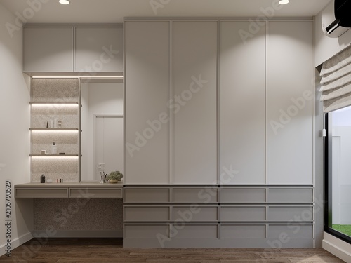 3d rendering of interior walk-in closet room