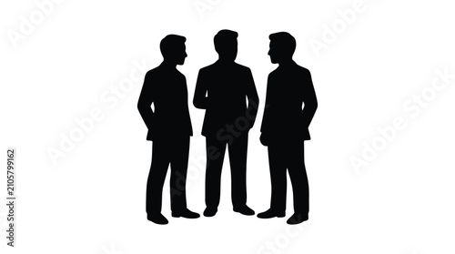 Three businesspeople silhouette against a white background
