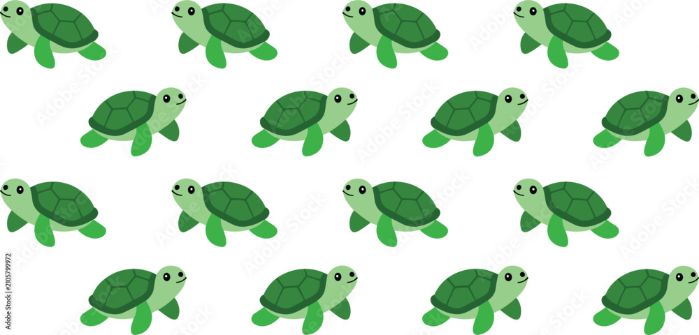 Fototapeta premium Cute sea turtle seamless pattern, ocean wildlife background for fabric, nursery and nature illustration designs vector