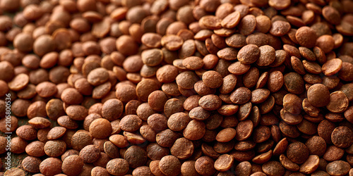 Close-up of roasted lentils scattered on a dark surface